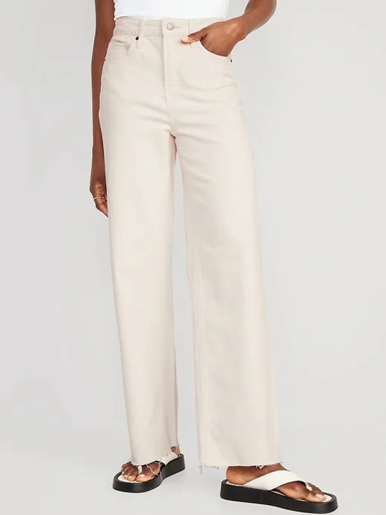 Old Navy Denim - OLD NAVY High-Rise Wide-Leg Jeans in Off-White